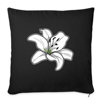 Elegante weiße Lilienblüte - Sofakissenbezug 45 x 45 cm - Schwarz - Vorne