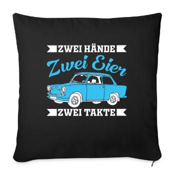  DDR Ostdeutschland Auto Trabbi Geschenk - Sofakissenbezug 45 x 45 cm - Schwarz - Vorne