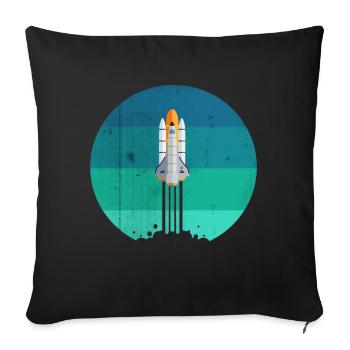 Space rocket rocket launch - Sofa pillowcase 17,3'' x 17,3'' (45 x 45 cm) - black - Front