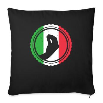 Italie drapeau italien geste geste de la main - Housse de coussin décorative 45 x 45 cm - noir - Devant