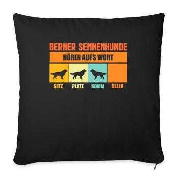 Berner Sennenhund - Sofakissenbezug 45 x 45 cm - Schwarz - Vorne