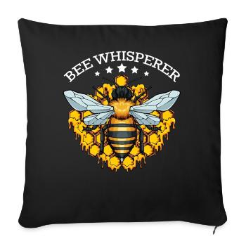 Chuchoteur d’abeilles avec des nid d’abeilles - Housse de coussin décorative 45 x 45 cm - noir - Devant