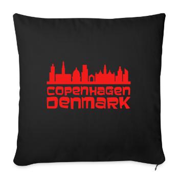 Silhouette de la ligne d’horizon de Copenhague - Housse de coussin décorative 45 x 45 cm - noir - Devant