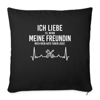 Freundin Auto Tunen Schrauber Mechatroniker - Sofakissenbezug 45 x 45 cm - Schwarz - Vorne