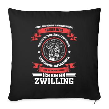 Sternzeichen Zwillinge Horoskop - Sofakissenbezug 45 x 45 cm - Schwarz - Vorne