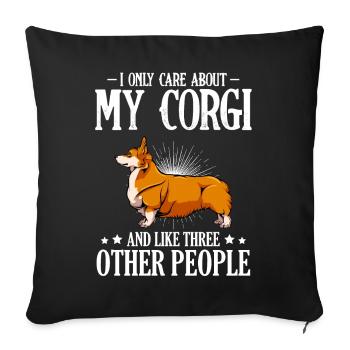 My Corgi Love And Three Others - Sofa pillowcase 17,3'' x 17,3'' (45 x 45 cm) - black - Front