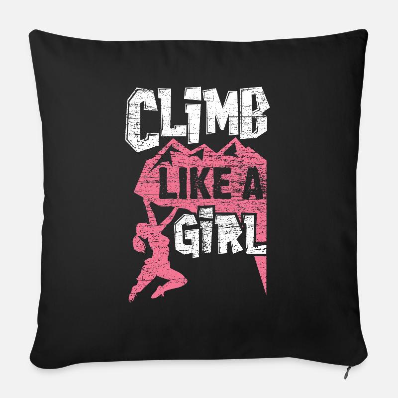 Escalade fille - Housse de coussin décorative 45 x 45 cm - noir