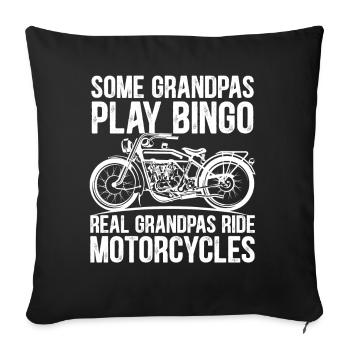 Grandpa bingo motorcycle grandpa biker - Sofa pillowcase 17,3'' x 17,3'' (45 x 45 cm) - black - Front