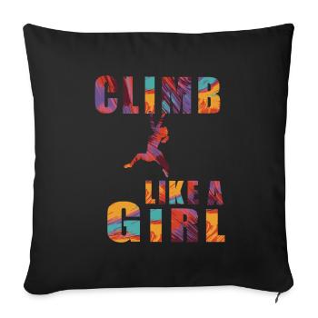 Grimpez comme une fille femmes escalade salle d'escalade - Housse de coussin décorative 45 x 45 cm - noir - Devant