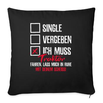 Single Traktor Bauer Farmer - Sofakissenbezug 45 x 45 cm - Schwarz - Vorne