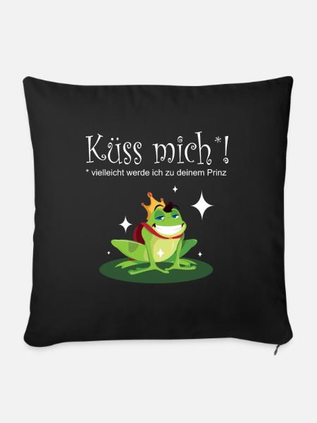 Froschkönig Küss mich Prinz Karneval Kostüm - Sofakissenbezug 45 x 45 cm - Schwarz