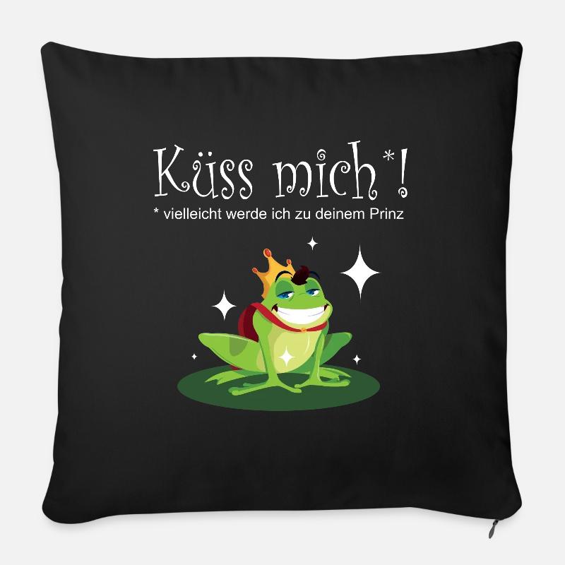 Froschkönig Küss mich Prinz Karneval Kostüm - Sofakissenbezug 45 x 45 cm - Schwarz