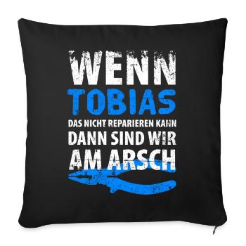 Heimwerker Tobias - Sofakissenbezug 45 x 45 cm - Schwarz - Vorne