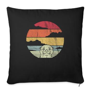 Otter otter water marten retro design - Sofa pillowcase 17,3'' x 17,3'' (45 x 45 cm) - black - Front