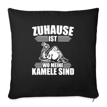 Zuhause ist wo meine Kamele sind - Sofakissenbezug 45 x 45 cm - Schwarz - Vorne