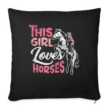 Horses love - Sofa pillowcase 17,3'' x 17,3'' (45 x 45 cm) - black - Front