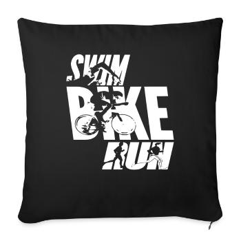 Swim Bike Run - Sofa pillowcase 17,3'' x 17,3'' (45 x 45 cm) - black - Front