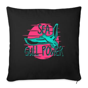 Sea Gull Power Neon Retro Seagull Graphic - Sofa pillowcase 17,3'' x 17,3'' (45 x 45 cm) - black - Front