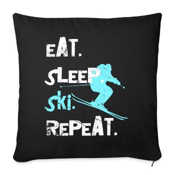 Ski Ski Ski Skieur Descente - Housse de coussin décorative 45 x 45 cm - noir - Devant