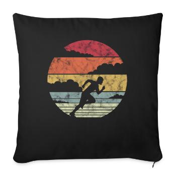 Laufen Läufer Retro - Sofakissenbezug 45 x 45 cm - Schwarz - Vorne