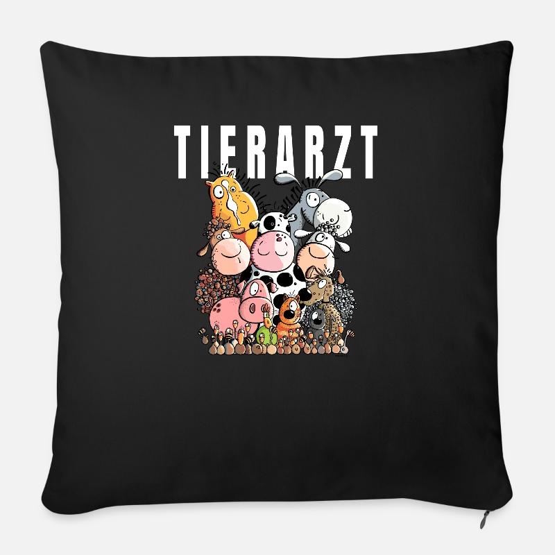 Happy Tierarzt - Sofakissenbezug 45 x 45 cm - Schwarz