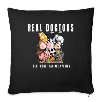 Veterinarian Real Doctors Treat More Than One Species - Sofa pillowcase 17,3'' x 17,3'' (45 x 45 cm) - black - Front