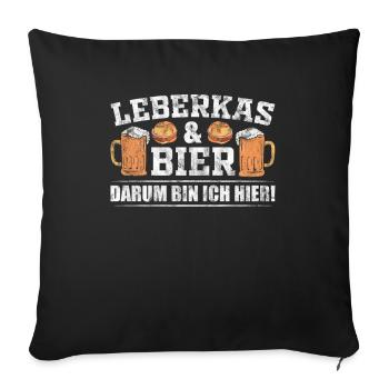 Leberkas Bier lustiges bayrisches Outfit - Sofakissenbezug 45 x 45 cm - Schwarz - Vorne