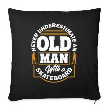 Skateboard Alter Mann - Sofakissenbezug 45 x 45 cm - Schwarz - Vorne