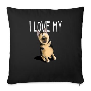 Lustiger Deutscher Schäferhund Mit Spruch I Love - Sofakissenbezug 45 x 45 cm - Schwarz - Vorne