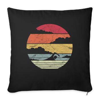 Schwimmer Vintage Retro Geschenk - Sofakissenbezug 45 x 45 cm - Schwarz - Vorne