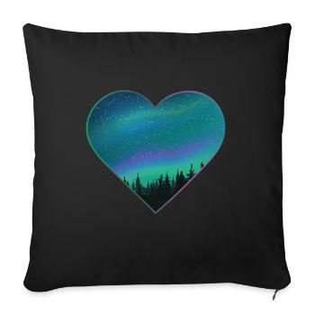 Nordlicht Polarlicht Mittsommer Herz Geschenk - Sofakissenbezug 45 x 45 cm - Schwarz - Vorne