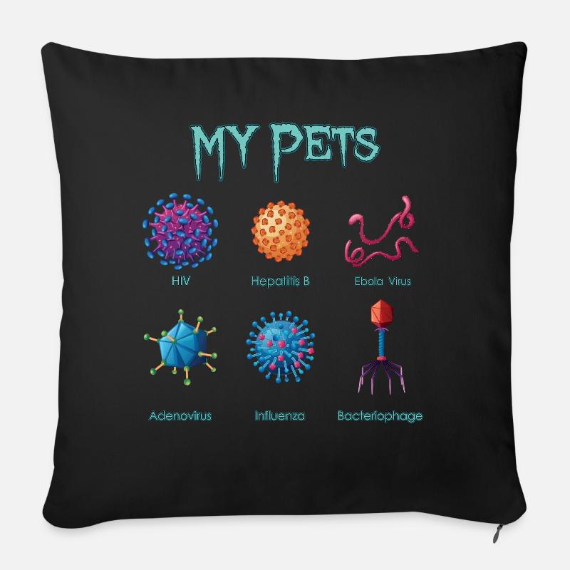 Viren Ebola Hepatitis Adenoviren Influenza Phage - Sofakissenbezug 45 x 45 cm - Schwarz