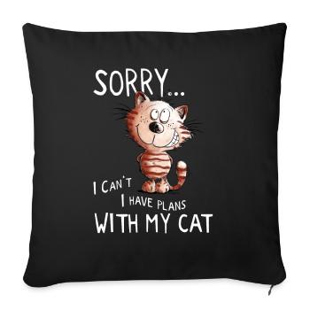 Sorry Katze I Katzenmotiv Comic Sprüche - Sofakissenbezug 45 x 45 cm - Schwarz - Vorne