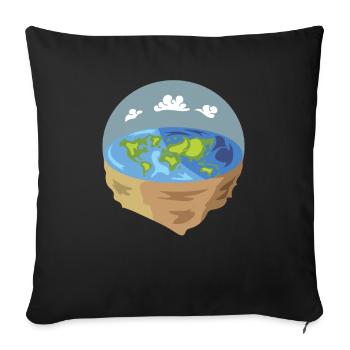 Flat Earth flache Erde Geschenk - Sofakissenbezug 45 x 45 cm - Schwarz - Vorne