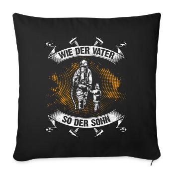 Feuerwehr Feuerwehrmann Vater und Sohn Geschenk - Sofakissenbezug 45 x 45 cm - Schwarz - Vorne