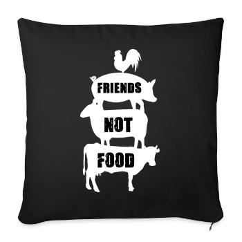 Animal friends not food - Sofa pillowcase 17,3'' x 17,3'' (45 x 45 cm) - black - Front