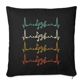 Music heartbeat EKG pulse - Sofa pillowcase 17,3'' x 17,3'' (45 x 45 cm) - black - Front