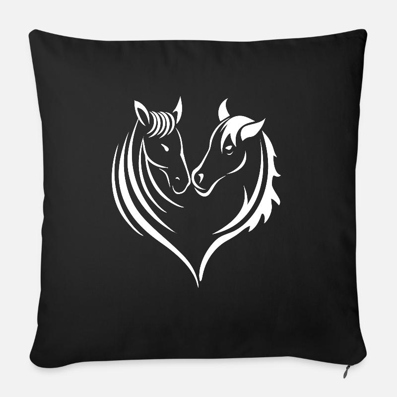 Pferde Herz Pferdeliebhaber - Sofakissenbezug 45 x 45 cm - Schwarz