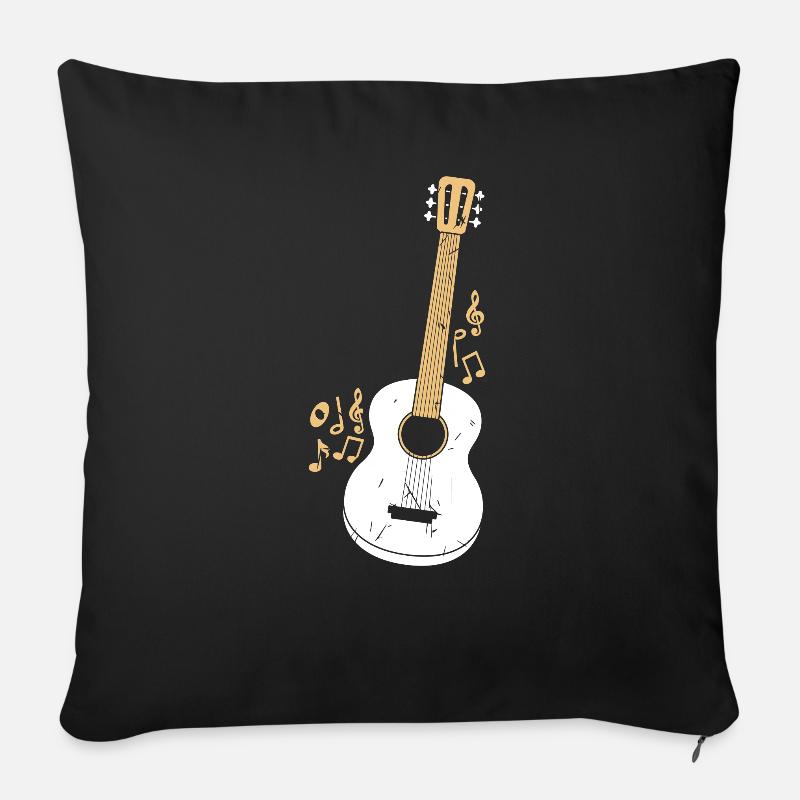 Guitare - Housse de coussin décorative 45 x 45 cm - noir