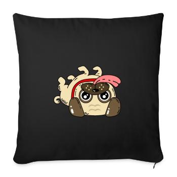 Dog pug - Sofa pillowcase 17,3'' x 17,3'' (45 x 45 cm) - black - Front
