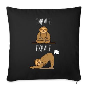 Méditation de yoga paresseux - inspirez expirez - Housse de coussin décorative 45 x 45 cm - noir - Devant