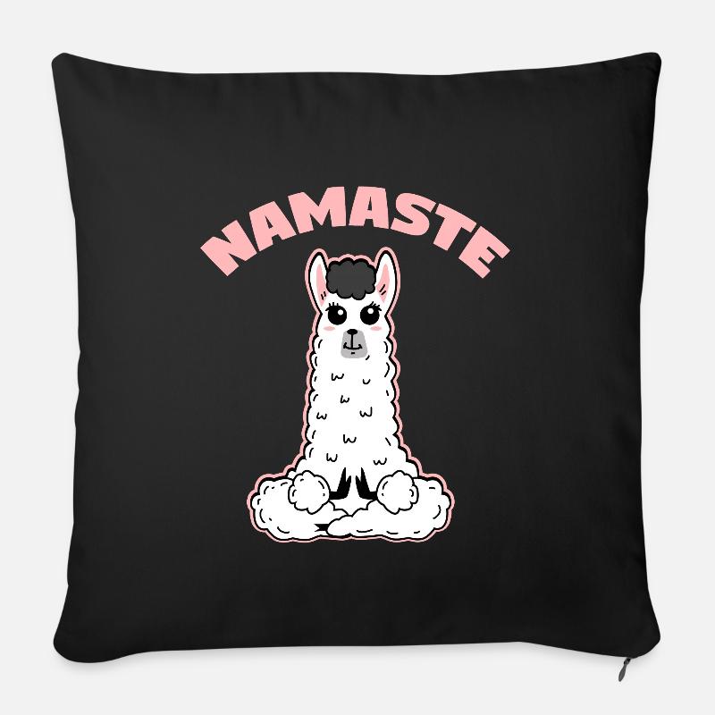 Llama Namaste Meditieren - Sofakissenbezug 45 x 45 cm - Schwarz