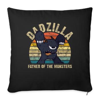 Dadzilla Monster Father Dad Father's Day idée cadeau - Housse de coussin décorative 45 x 45 cm - noir - Devant