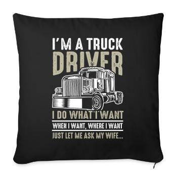 Funny truck driver saying - Sofa pillowcase 17,3'' x 17,3'' (45 x 45 cm) - black - Front