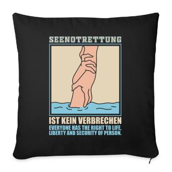 Sauvetage en mer contre la droite et la xénophobie - Housse de coussin décorative 45 x 45 cm - noir - Devant