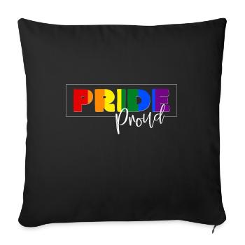 Pride Farbenrausch mit Proud Schrift - Sofakissenbezug 45 x 45 cm - Schwarz - Vorne