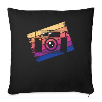 Appareil photo Photographe Photographie - Housse de coussin décorative 45 x 45 cm - noir - Devant