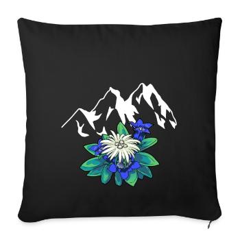 Mountains Mountains Tirol Edelweiss Gentian Nature Hiking - Sofa pillowcase 17,3'' x 17,3'' (45 x 45 cm) - black - Front