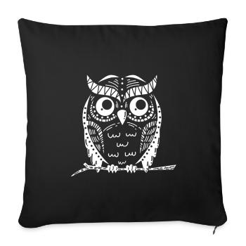 Chouette - Housse de coussin décorative 45 x 45 cm - noir - Devant