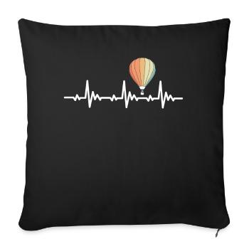 Montgolfière montgolfière battement de coeur rétro - Housse de coussin décorative 45 x 45 cm - noir - Devant